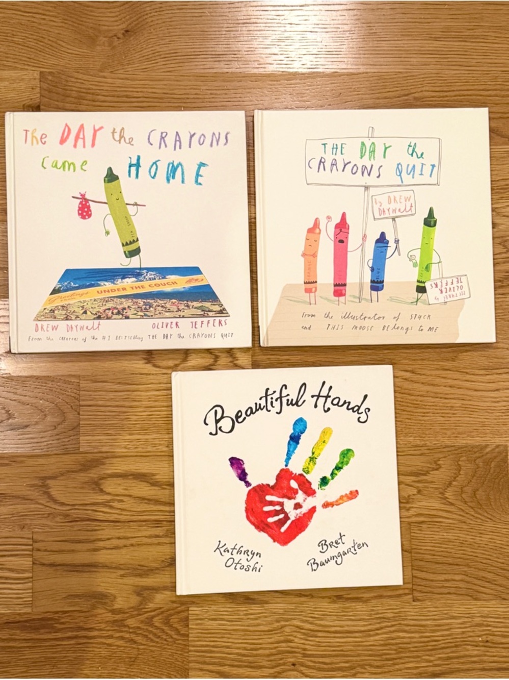 Lot of 3 Children’s Books: The Day the Crayons Series + Beautiful Hands